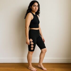 Rui Biker Shorts Womens Small SSENSE Exclusive‎ Black Cut-Out Yoga High Rise